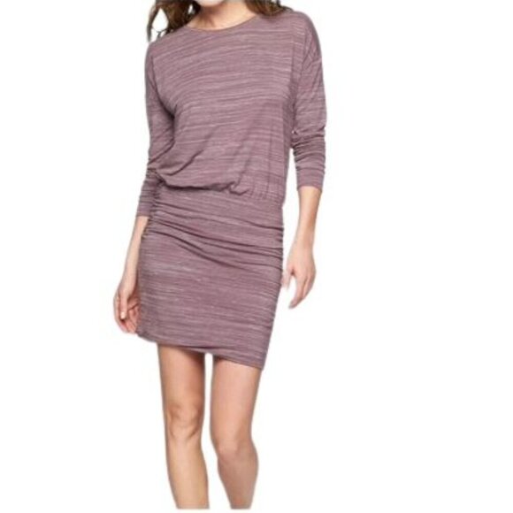 Athleta Dresses & Skirts - Athleta Beyond Soft Avenues Ruched Athletic Dress in Purple & White – Size XS